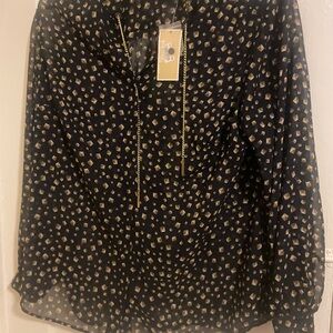 Michael Kors Black and Cream Patterned Blouse